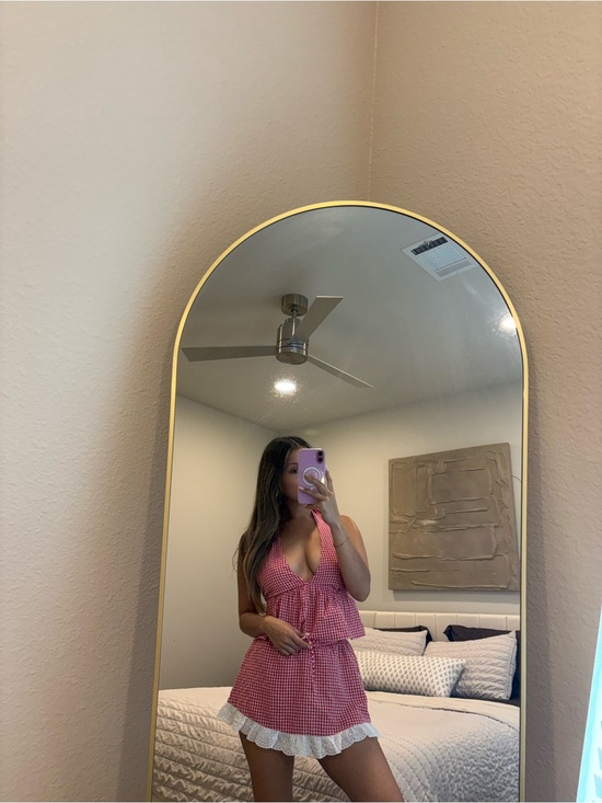 Beginning Boutique Other - Women’s Pink Gingham Ruffle Trim Sleep Dress